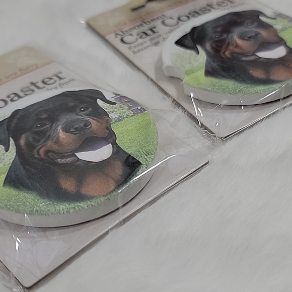 Rottweiler Set of 2 Absorbent Car Coaster - Picture 4 of 5